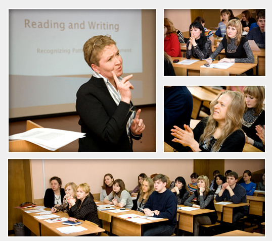 22 апреля 2008 года Е.Н. Рафикова, преподаватель из Университета Уиннипег, Канада (E. Rafikova – University of Winnipeg, Canada) провела мастер-класс по английскому языку на тему «Логические модели чтения и письма».
